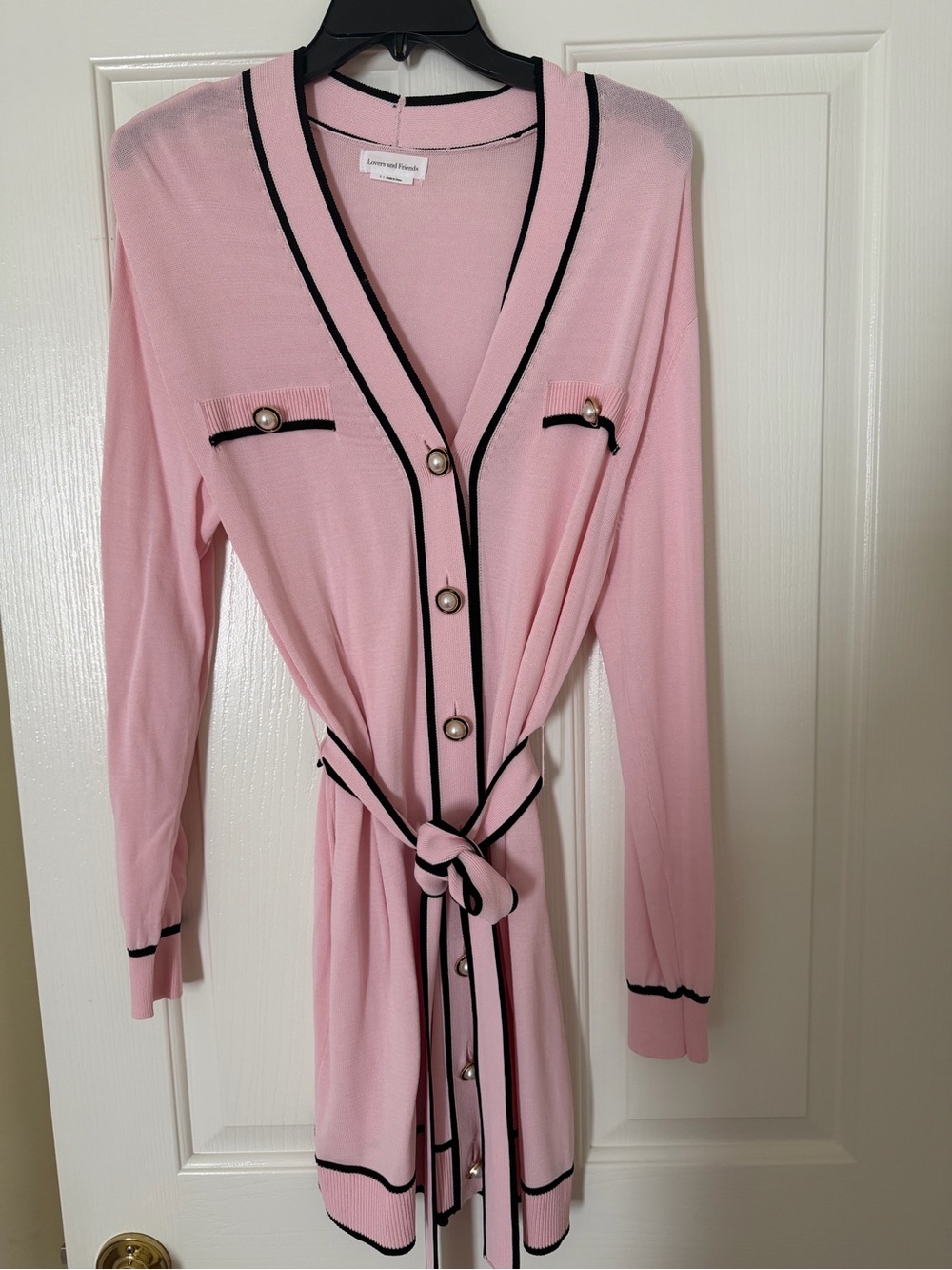 Lovers + Friends Pink Long Sleeve Belted Cardigan Dress 
Size small